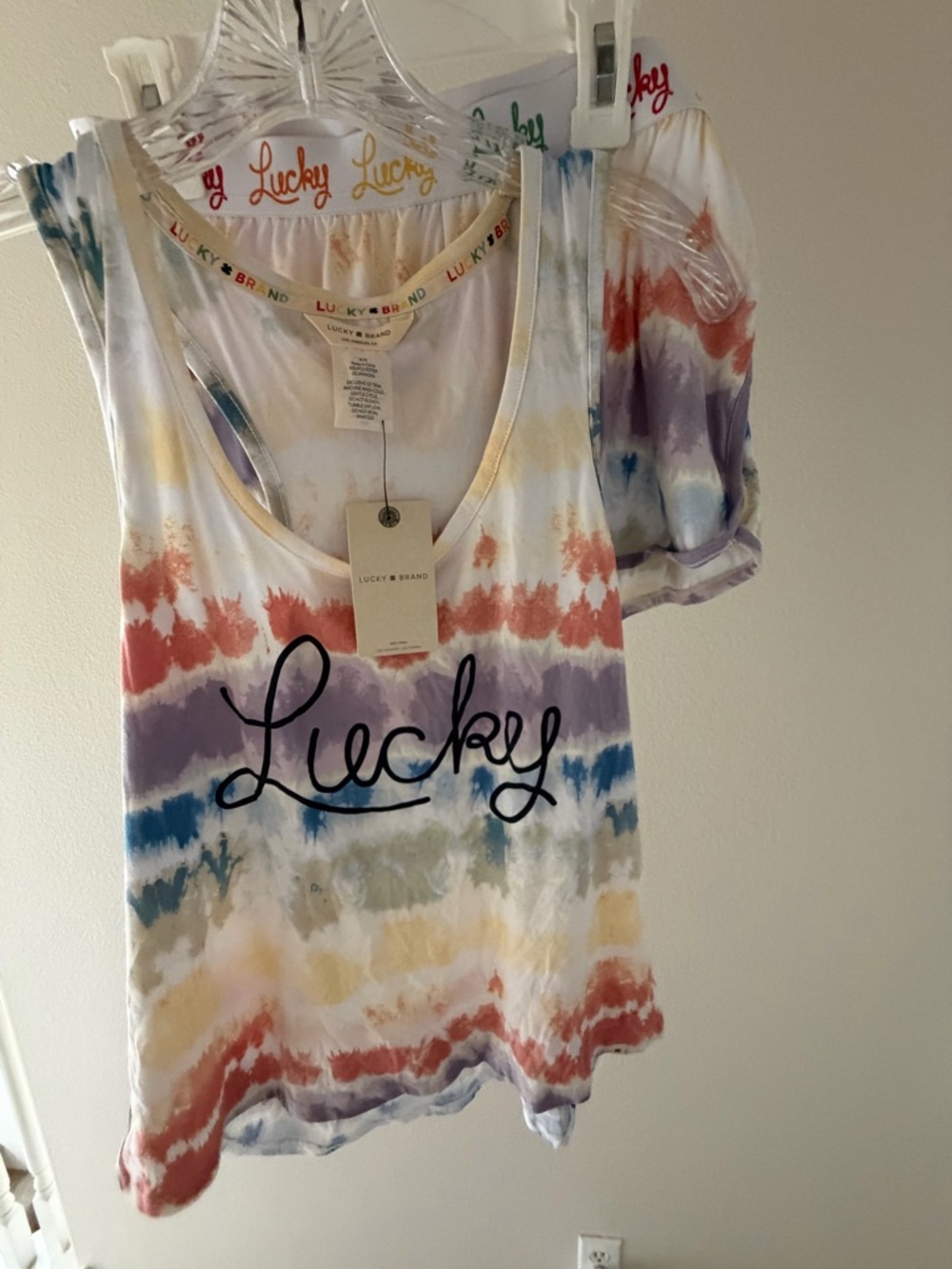 Lucky Brand Multicolor Tie-Dye Pajama Tank and Short Set